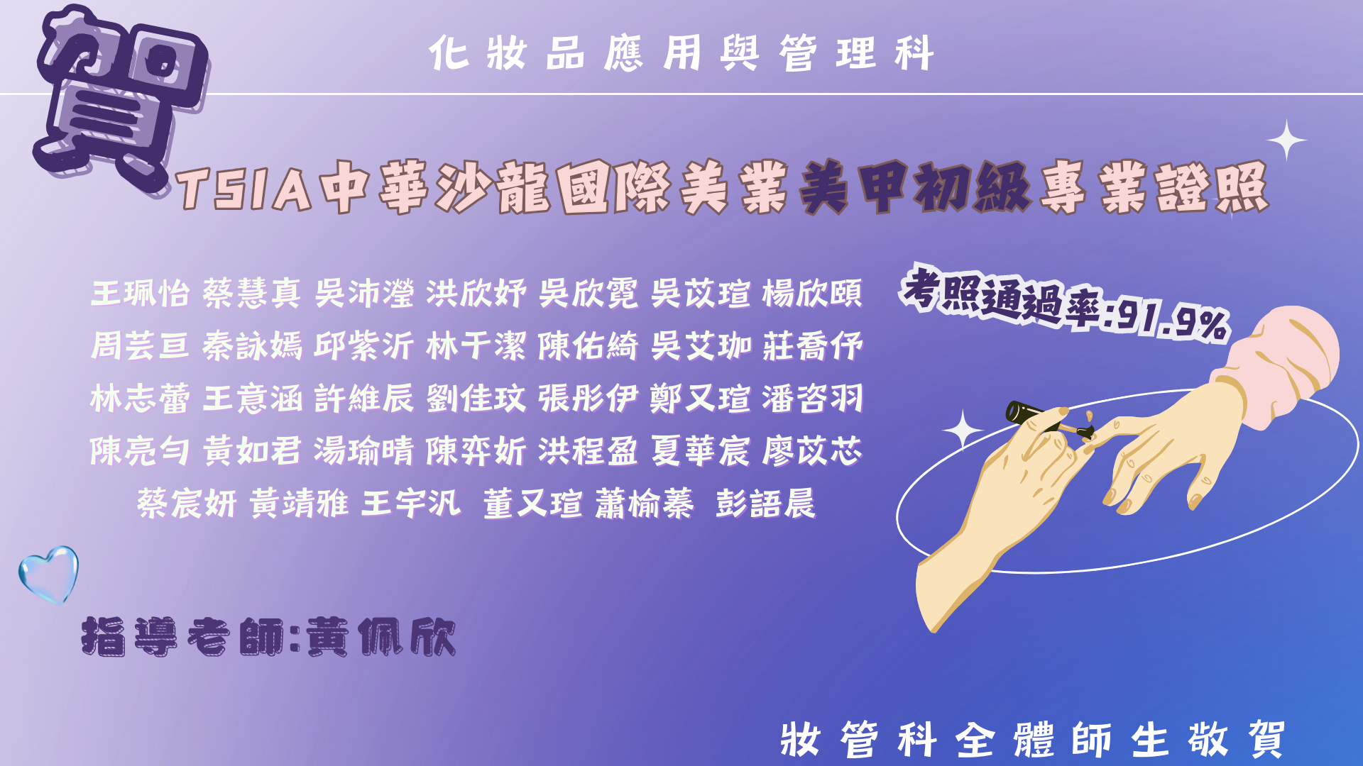 TSIA中華沙龍國際美業美甲初級專業證照